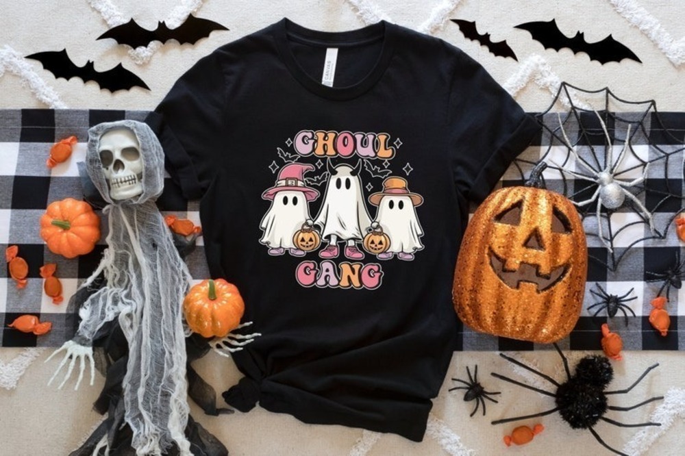 Funny Halloween Shirt Ghost Retro Spooky Season Ghoust Gang Tshirt